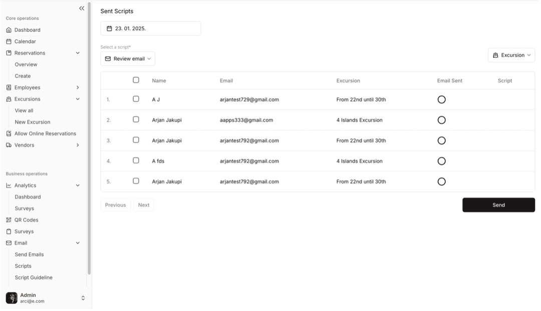Tournee Email Automation