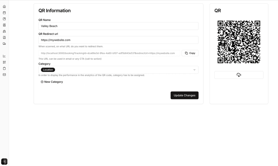 Tournee QR Code Creation Page